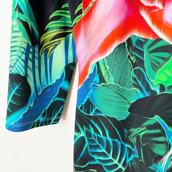 Roberto Cavalli Tropical Floral & Animal Print Midi Dress Cocktail Party Beach - Picture 11 of 13